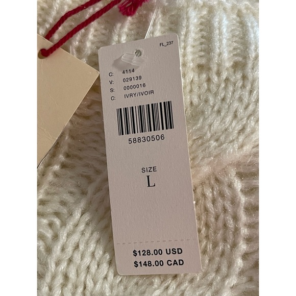 Anthropologie RAGA Kelyn Cropped Cable-Knit Sweater Pullover Ivory NWT SZ L - Picture 11 of 16